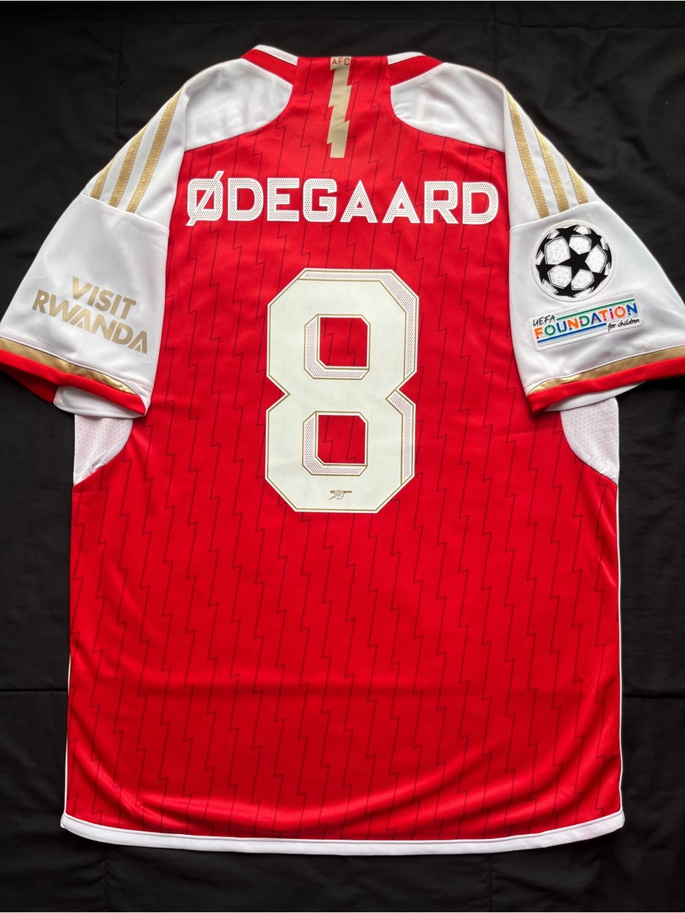 Odegaard #8 Arsenal Medium Soccer Jersey UCL Home 2023/2024 Red